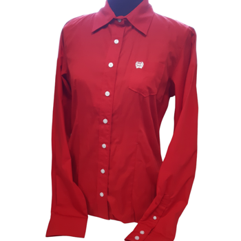 Cinch® Solid Button-Down Ladies Shirt - Red Medium